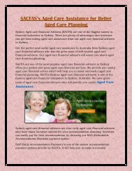 SACFAS’s Aged Care Assistance for Better Aged Care Planning
