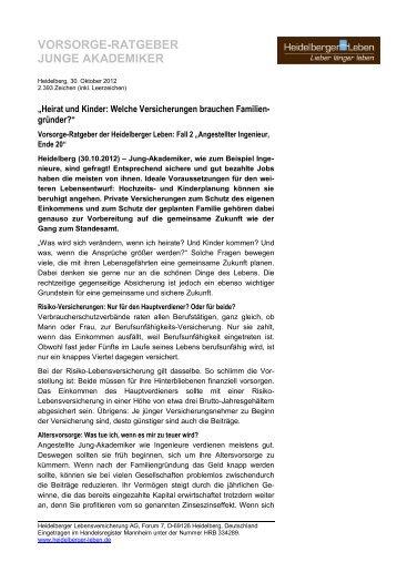 vorsorge-ratgeber junge akademiker - Heidelberger Leben