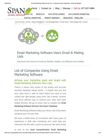 Purchase Tele Verified Email Marketing Software Customer Lists from Span Global Services