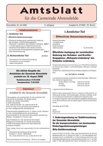 Amtsblatt - Gemeinde Ahrensfelde