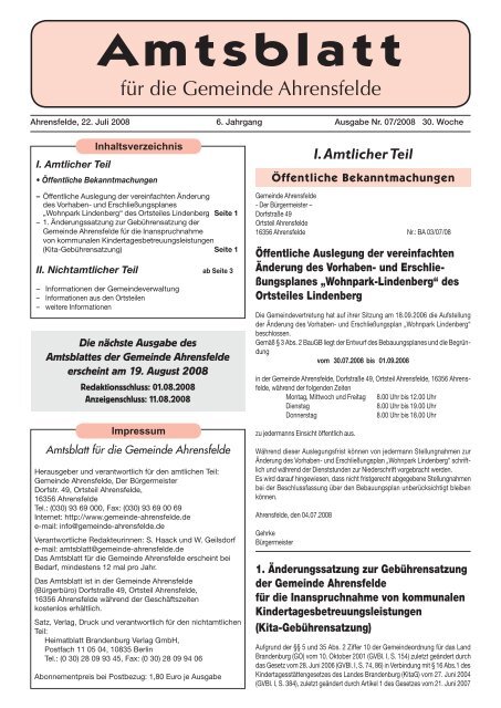 Amtsblatt - Gemeinde Ahrensfelde