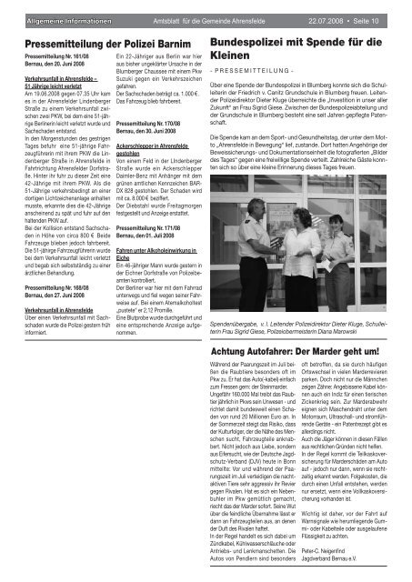 Amtsblatt - Gemeinde Ahrensfelde