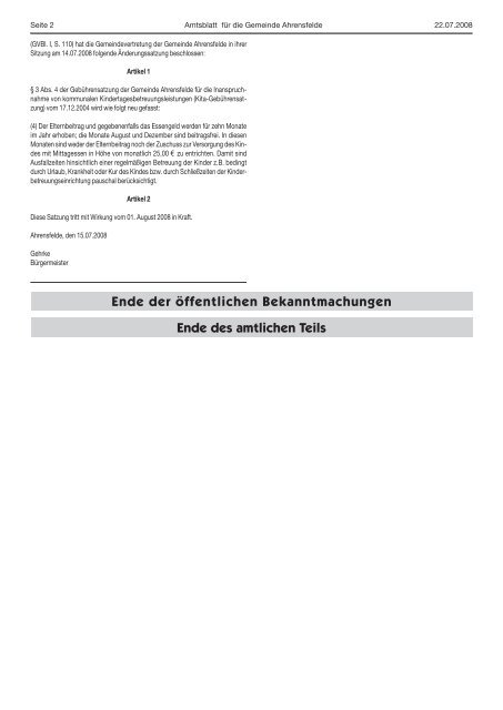 Amtsblatt - Gemeinde Ahrensfelde