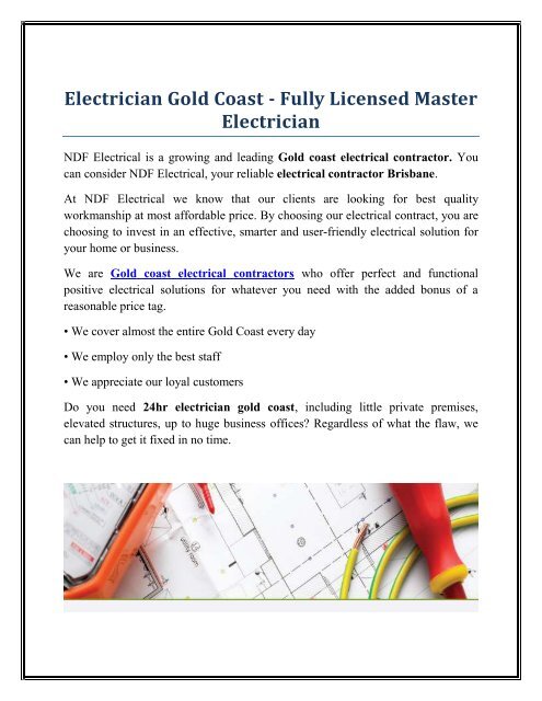 Electrician Gold Coast - Fully Licensed Master Electrician-