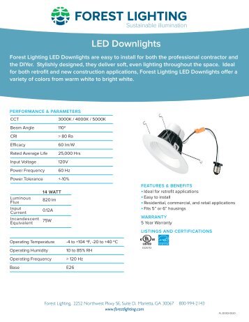 Complete Specification of LED Downlights