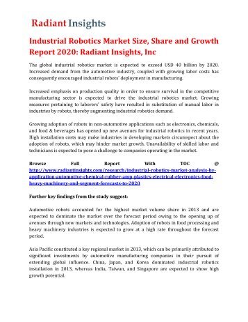 Industrial Robotics Market Size, Share and Growth Report 2020