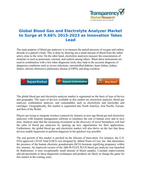 Global Blood Gas and Electrolyte Analyzer Market to Surge at 9.66% 2015-2023