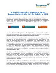 Active Pharmaceutical Ingredients Market Expected to Reach US$ 21.9 Bn Globally in 2023