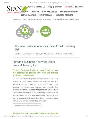 Get Tele Verified Pentaho Business Analytics Customer Lists from Span Global Services