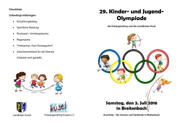 29.Kinder- und Jugend-Olympiade Flyer