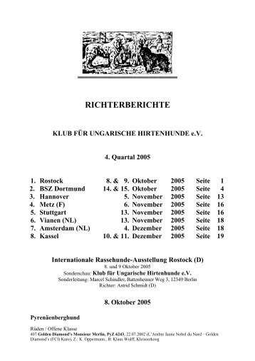 Richterberichte Quartal 2-2004 - Klub für Ungarische Hirtenhunde