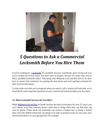 5 Questions to Ask a Commercial Locksmith Before You Hire Them