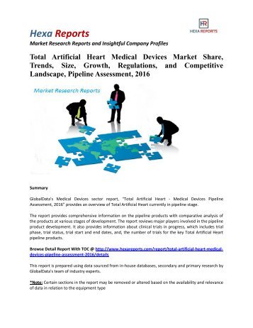 Total Artificial Heart Medical Devices Market Share, Trends and Regulations, 2016: Hexa Reports