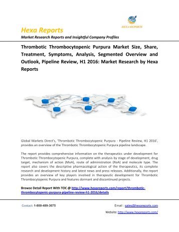 Thrombotic Thrombocytopenic Purpura Market Outlook