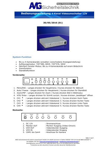 4-Kanal-Videoumschalter 12V mit automatischem Kanalwechsel