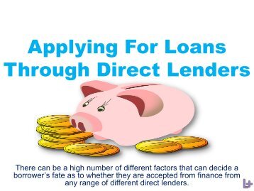 Applying For Loans Through Direct Lenders