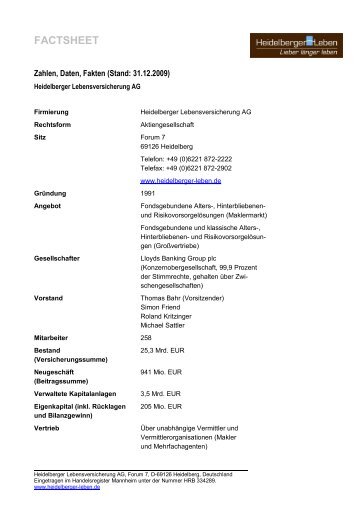 FACTSHEET - Heidelberger Leben
