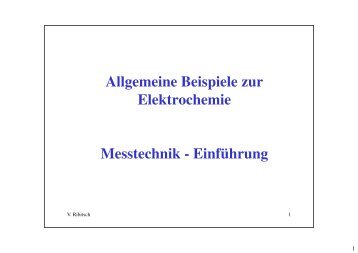 Elektrochemie Beispiele und Messtechnik