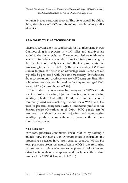 Dissertations in Forestry and Natural Sciences