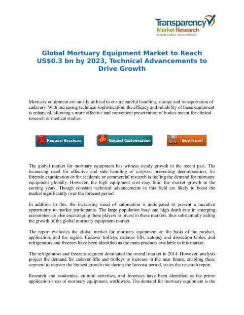 Global Mortuary Equipment Market to Reach US$0.3 bn by 2023