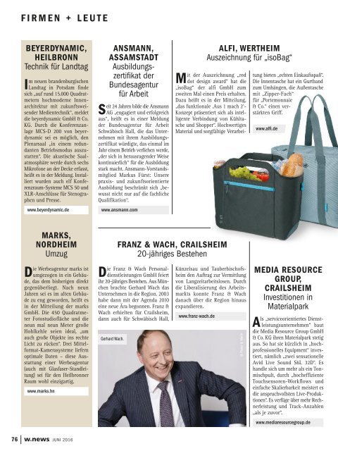 Holzwirtschaft | w.news 06.2016