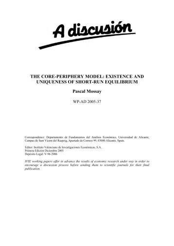 THE CORE-PERIPHERY MODEL: EXISTENCE AND ... - Ivie