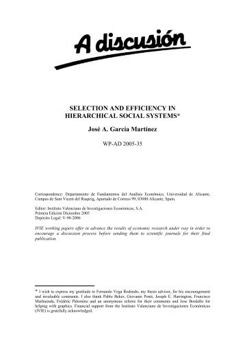 SELECTION AND EFFICIENCY IN HIERARCHICAL SOCIAL ... - Ivie