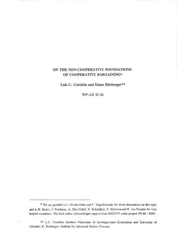 ON THE NON-COOPERATIVE FOUNDATIONS OF ... - Ivie