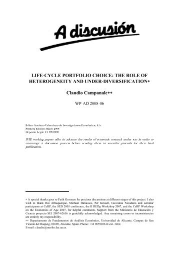 LIFE-CYCLE PORTFOLIO CHOICE: THE ROLE OF ... - Ivie