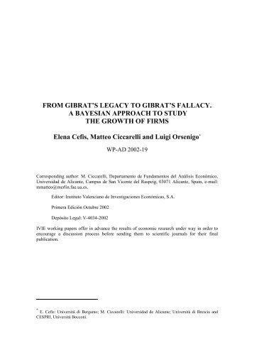 FROM GIBRAT'S LEGACY TO GIBRAT'S FALLACY. A ... - Ivie