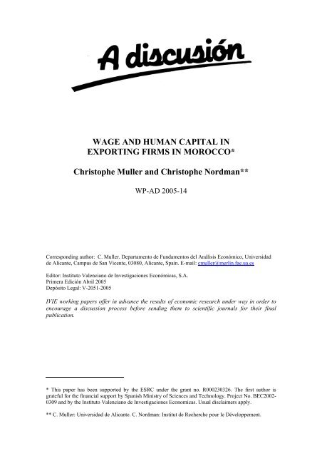 WAGE AND HUMAN CAPITAL IN EXPORTING FIRMS IN ... - Ivie