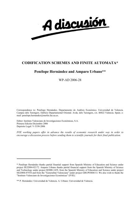 CODIFICATION SCHEMES AND FINITE AUTOMATA ... - Ivie