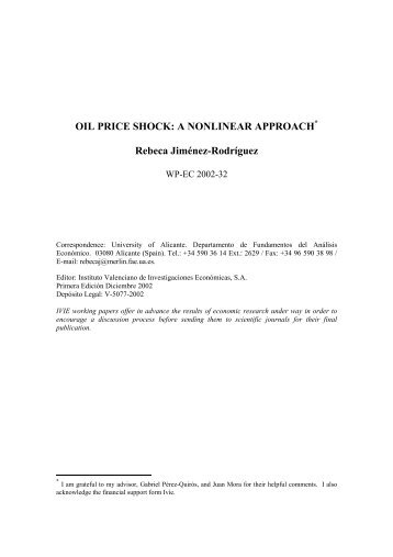 OIL PRICE SHOCK: A NONLINEAR APPROACH* Rebeca ... - Ivie