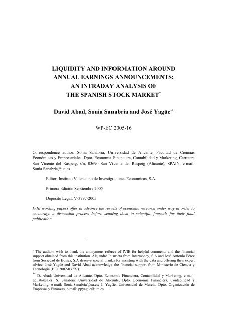 liquidity and information around annual earnings ... - Ivie
