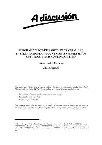 PURCHASING POWER PARITY IN CENTRAL AND EASTERN ... - Ivie