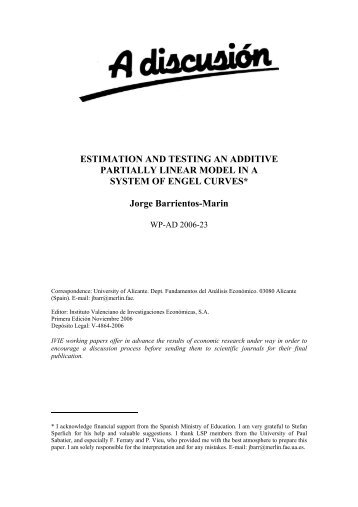 ESTIMATION AND TESTING AN ADDITIVE PARTIALLY ... - Ivie