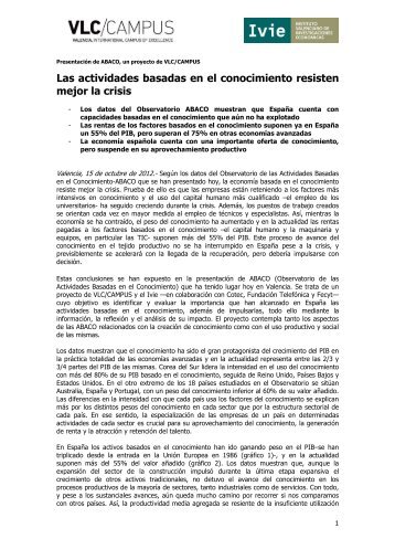 Nota de prensa - Ivie