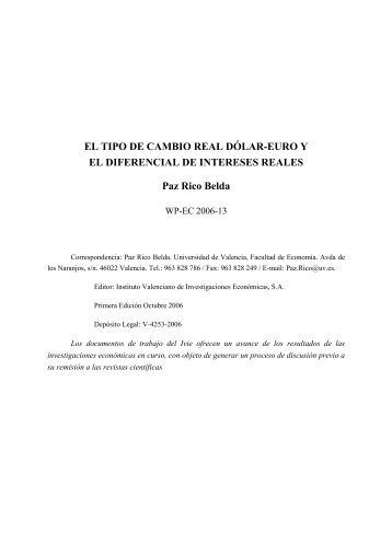EL TIPO DE CAMBIO REAL DÃƒÂ“LAR-EURO Y EL ... - Ivie