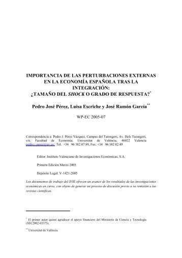 IMPORTANCIA DE LAS PERTURBACIONES EXTERNAS EN ... - Ivie