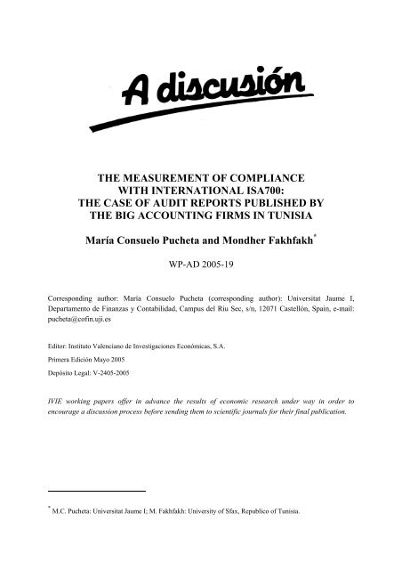 the measurement of compliance with international isa700 - Ivie