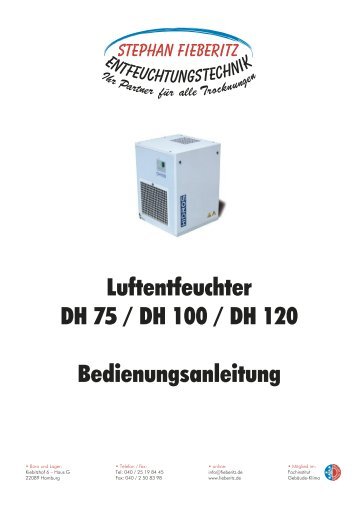 [pdf] Industrie-Luftentfeuchter Hidros DH 75 / DH 100 - Fieberitz