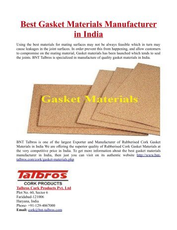 Best Gasket Materials Manufacturers in India