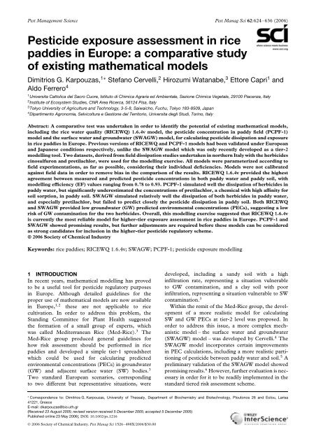 Karpouzas et al. - 2006 - Pesticide exposure assessment in rice paddies in E