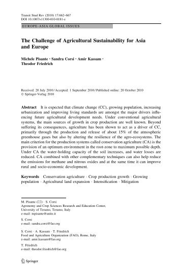 Pisante et al. - 2010 - The Challenge of Agricultural Sustainability for A