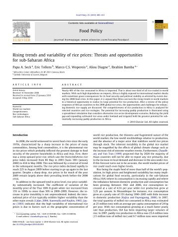 Seck et al. - 2010 - Rising trends and variability of rice prices Thre