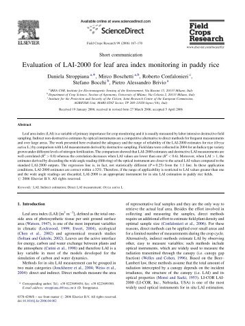 Stroppiana et al. - 2006 - Evaluation of LAI-2000 for leaf area index monitor