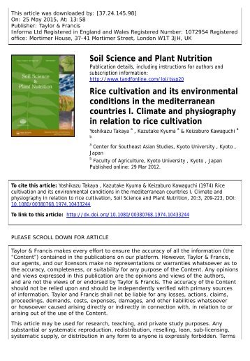 Takaya et al. - 1974 - Rice cultivation and its environmental conditions 