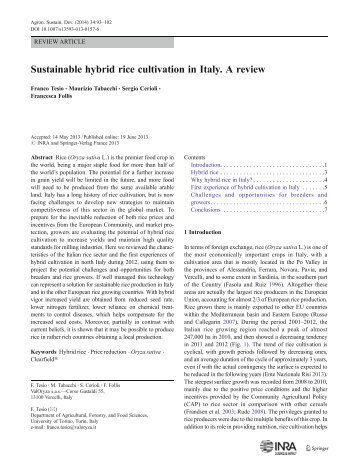 Tesio et al. - 2013 - Sustainable hybrid rice cultivation in Italy. A re