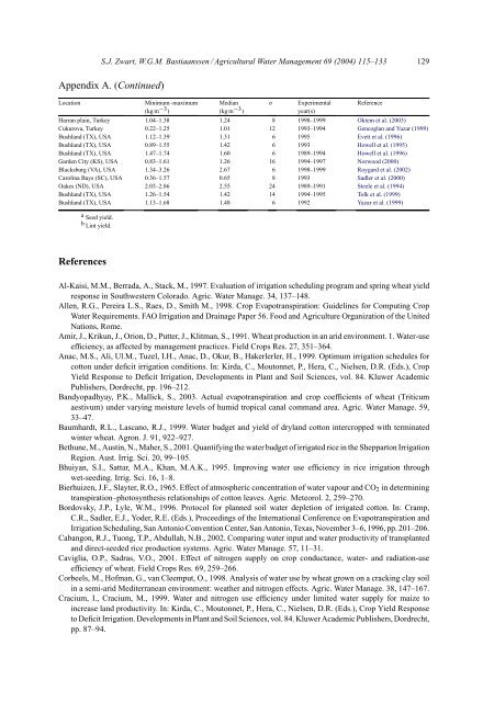 Zwart_Bastiaanssen_2004_Review of measured crop water productivity values for irrigated wheat, rice,