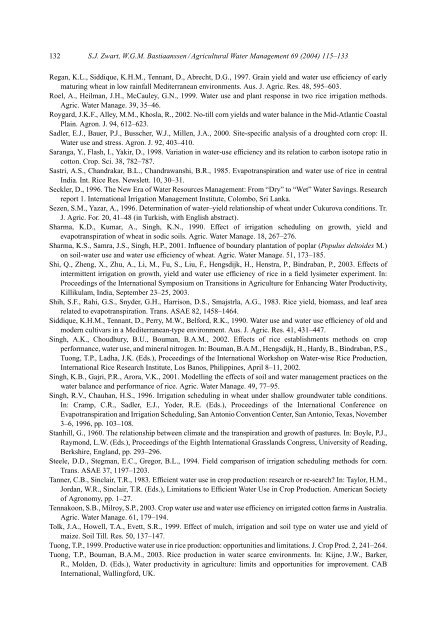 Zwart_Bastiaanssen_2004_Review of measured crop water productivity values for irrigated wheat, rice,